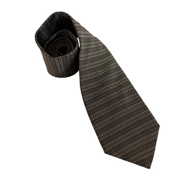 Dockers Khakis Silk Tie Gray Black Striped Mens Necktie USA Office Formal Gift - Picture 1 of 9
